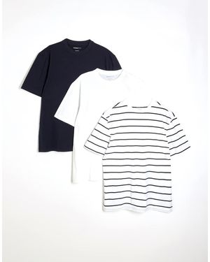 River Island Slim Fit T-Shirts 3 Pack - Blue