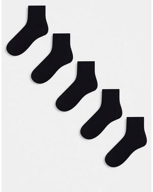 ASOS 5 Pack Terry Sole Ankle Socks - Blue