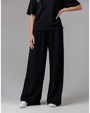 French Connection Luxe Wide Leg Draped Trouser - Black