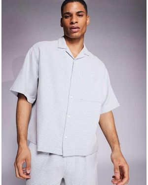 ASOS Co-ord Waffle Regular Revere Shirt - White