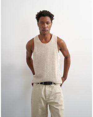 TOPMAN Relaxed Fit Textured Vest - Natural