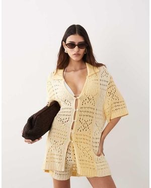 ARRANGE Crochet Shirt Co-ord - Natural