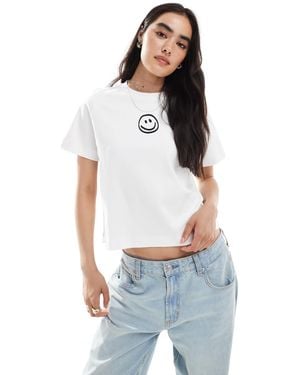 Vero Moda Boxy Tee With Smile Face Graphic - White