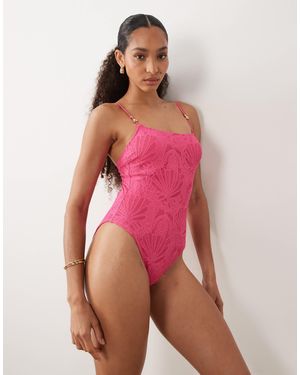 New Look – gehäkelter badeanzug - Pink