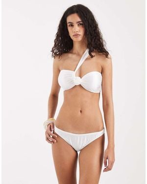 Vero Moda Ruched Bum Brazilian Bikini Briefs - White