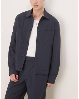 ASOS Smal Harrington Jack Met Seersucker-Textuur - Blauw
