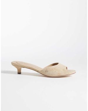 Ralph Lauren Heeled Snakeskin Mule Sandal - Natural