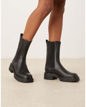 Calvin Klein Stivali Alti Neri Con Suola Spessa - Nero