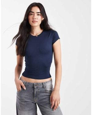 Hollister Short Sleeve Crew Neck Ribbed Baby Tee - Blue
