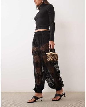 ASOS Mixed Lace Oversized Balloon Trousers - Black