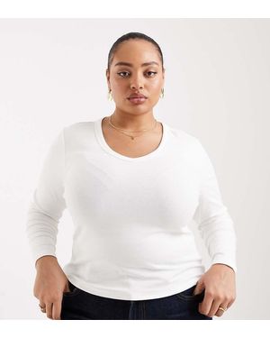 ONLY V-neck Long Sleeve Top - White