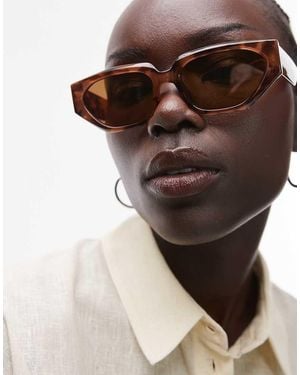 TOPSHOP Gafas De Sol Marrones Efecto Carey Estilo Ojos De Gato En Ángulo Croatia De -Marrón