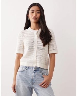Abercrombie & Fitch Short Sleeve Cardigan - White