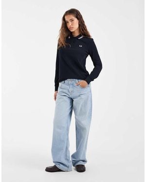 Fred Perry Twin Tipped Long Sleeve Polo Shirt - Blue