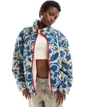 Daisy Street Chaqueta Con Estampado Floral Y Cremallera De Borreguito De - Azul