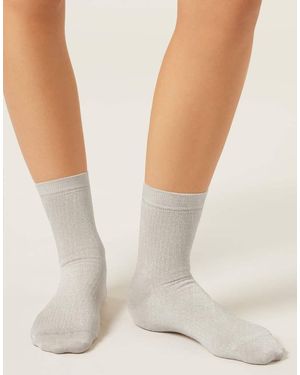 Calzedonia Glitter Ribbed Socks - White