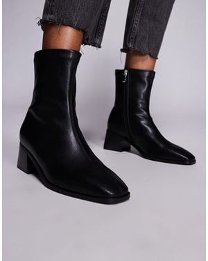 SIMMI Simmi London Nimer Wide Fit Block Heeled Mid Ankle Boots - Black