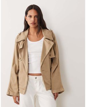 Mango Oversized Korte Trenchcoat - Naturel