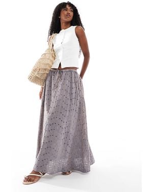 ASOS Floral Broderie A Line Midi Skirt - Purple