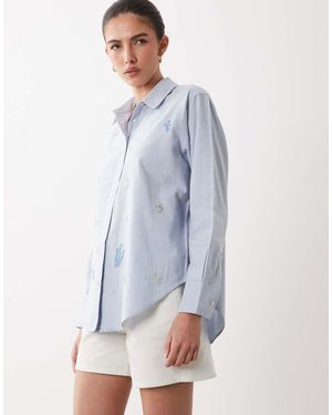New Look Overhemd Met Lange Mouwen En Kralen - Blauw