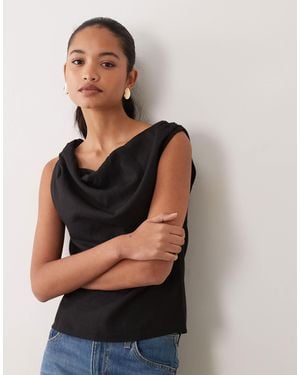 ASOS Top en lin mélangé à bretelles torsadées - Noir