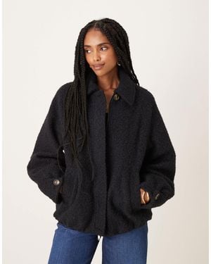 ASOS Top Collar Brushed Bomber Jacket - Black
