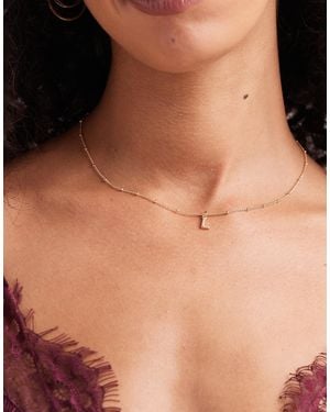 ASOS Dot-dash Necklace With Cubic Zirconia L Initial Pendant - Natural