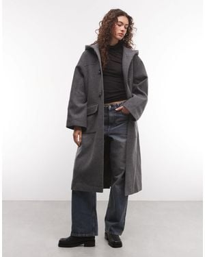 Monki Duffle-mantel aus wollmix - Grau