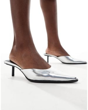 Stradivarius Mules à petits talons - Blanc