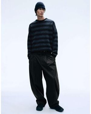 Weekday Barrel Leg Chino Trousers - Blue