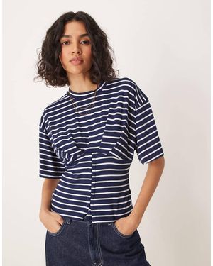 ASOS Corset Waist Hook And Eye T-Shirt - Blue