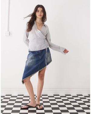 Collusion Asymmetric Festival Midi Skirt - Blue