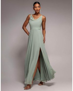 Goddiva Chiffon Cowl Twisted Rope Strap Lace - Grey