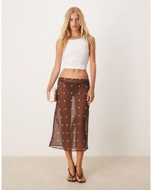ASOS Chiffon 90s Length Bias Midi Skirt - Natural