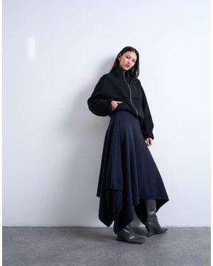 TOPSHOP Knitted Draped Skirt - Blue