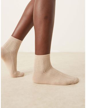 SUI AVA Sofie Pointelle Ankle Socks - Natural