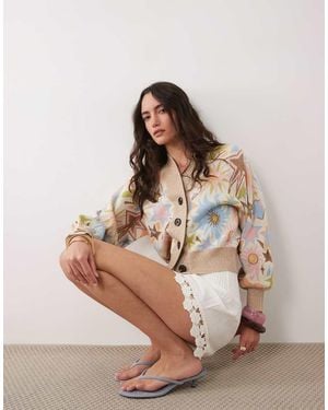 Never Fully Dressed Knitted Bomber Cardigan - Natural