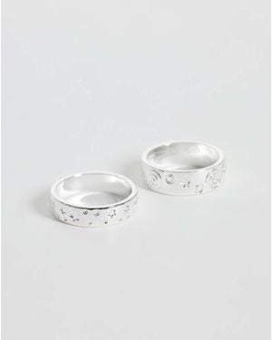 Reclaimed Vintage Unisex Star Hammered Rings 2 Pack - White