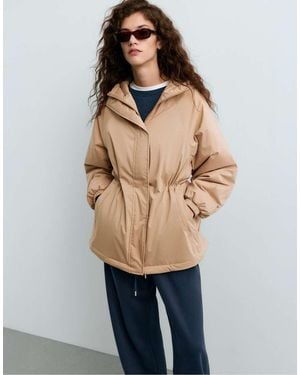 Oysho 10k Thindown® Waterproof Flared Padded Jacket - Natural