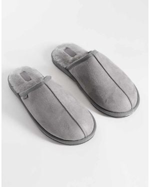 River Island Fleece Lined Mule Slippers - Grey