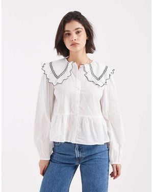 New Look Contrast Stitch Collared Shirt - White