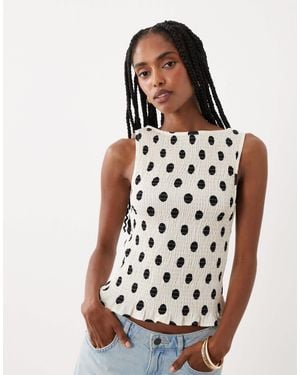 ASOS Linen Blend Shirred Tank Top - White