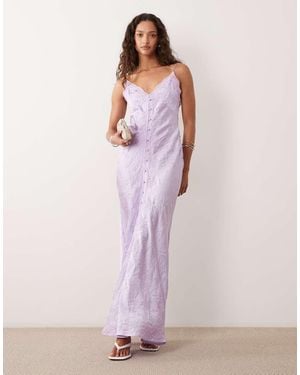 ASOS Lace Detail Button Down Front Slip Maxi Dress - Pink