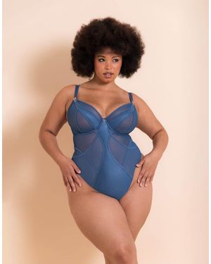 Curvy Kate Scantilly Suspense Plunge Fuller Bust Bodysuit - Blue