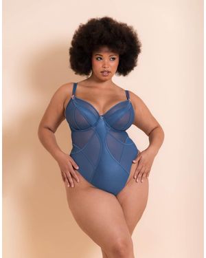 Curvy Kate Scantilly Suspense Plunge Fuller Bust Bodysuit - Blue