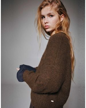 Pull&Bear Pull en maille basique avec laine - Marron