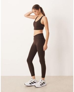 adidas Originals Three Stripes Studios Crossover Waistband leggings - Natural