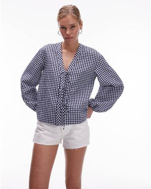 ARKET Blusa A Quadretti Allacciata Sul Davanti Con Fiocchi E Scollo A V