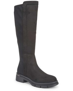 SEQWL Classic Zip Closure Calf Boots With Block Heel - Black