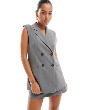 Stradivarius – elegante longline-weste - Grau